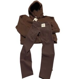 Wilo The Label Hoodie Leggings Set Womens S Brown Cotton Wellness Club New